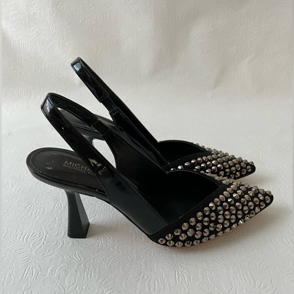 Michael Kors Chelsea Rhinestone Embellished Suede Slingback Pumps - Picture 2 of 4